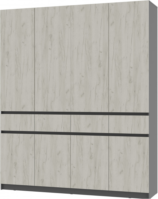 Шкаф 4-х створчатый "Багира" ШК-13 Графит/Крафт белый