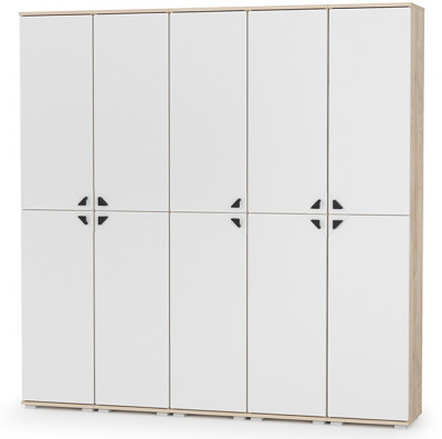 КР100 Бостон № 50, цвет дуб эндгрейн элегантный/фасады МДФ милк рикамо софт, 13.154+13.154+13.154+13.154+13.154, ШхГхВ 193х35,1х194,4 см., ун. сборка