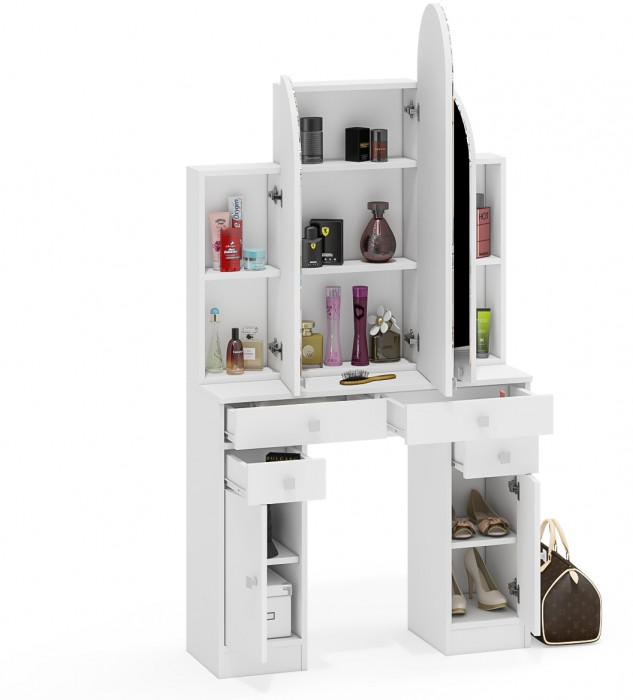 Туалетный столик Трельяж МД №2, белый шагрень