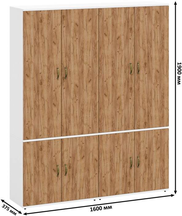 Лидер-8 Шкаф МД 20Б 2 шт., белый шагрень/крафт золото