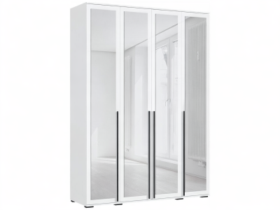 Норд Шкаф 4-х створчатый 1600 с 4-мя зеркалами, Белый глянец/Белый