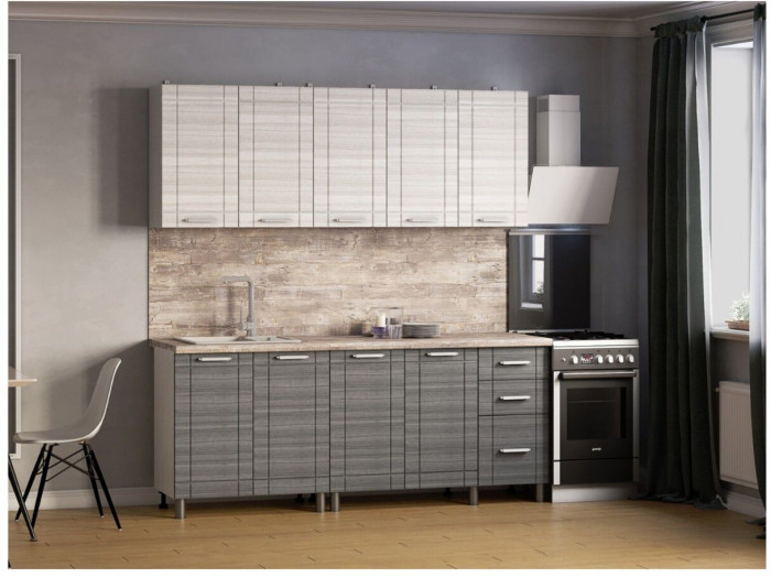 Кухонный гарнитур Бомбей 2,0м Сандал белый/Сандал серый