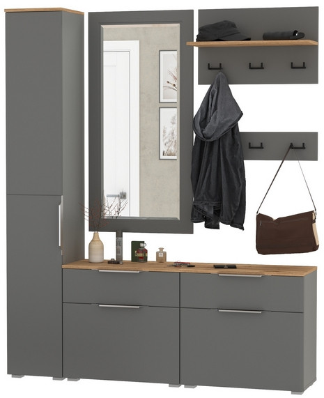 Октава Прихожая 44, серый графит/дуб крафт золотой/фасады МДФ серый графит