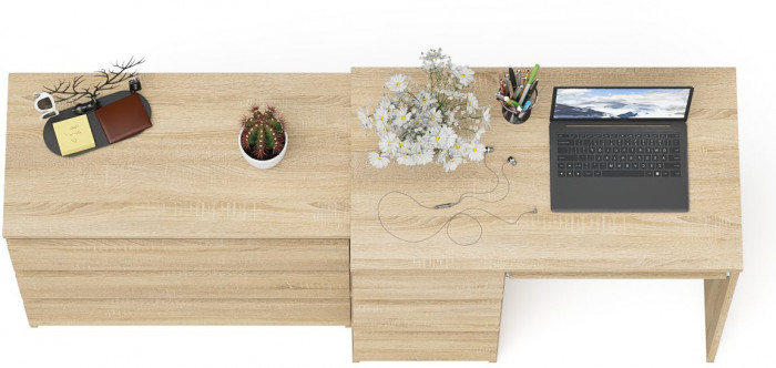 Мори Стол компьютерный МС-6 левый + Комод МК800.1, цвет дуб сонома, ШхГхВ 170,4х50х76,6 см., выдвижные ящики слева, НЕ универсальная сборка