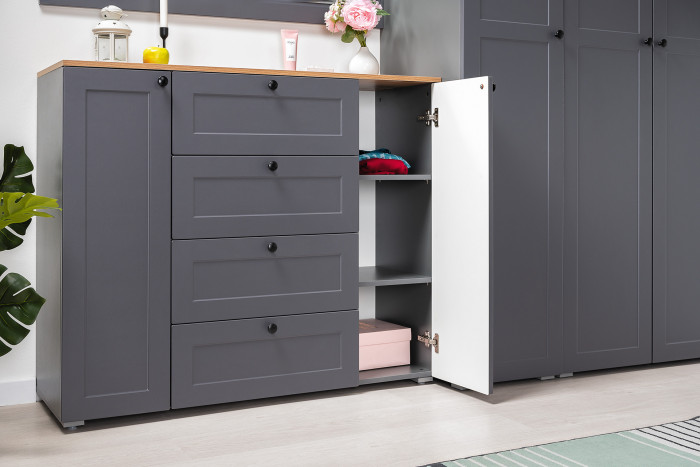 Остин Прихожая 53, серый графит/дуб крафт золотой