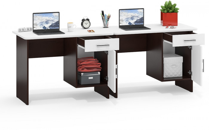 Два стола письменных С-МД-1-09, венге/белый шагрень