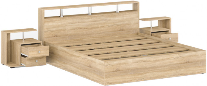 Камелия Кровать 1800 + две тумбы, дуб сонома