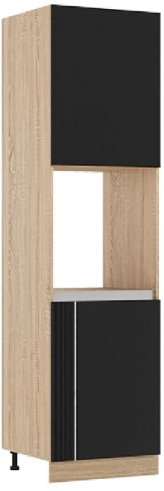 Кухня МДФ Карина Пенал (для встраиваемой бытовой техники) Пластер Блэк/Сонома