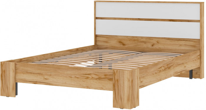 Хелен КР 02 Кровать 1.4х2.0 (1,470х0,928х2,114) белый/дуб крафт золото