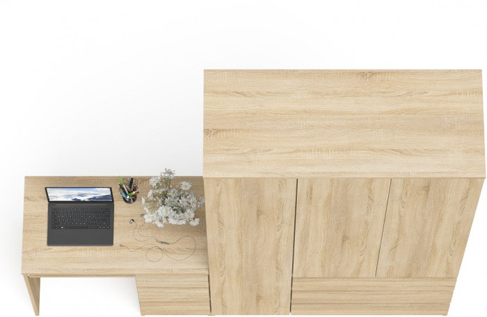 Мори компьютерный стол МС-6 правый + Шкаф МШ1200.1, дуб сонома