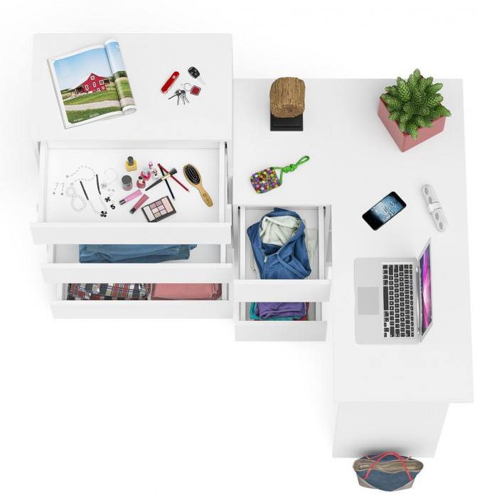 Мори компьютерный стол МС-16 левый + Комод МК700.5, белый