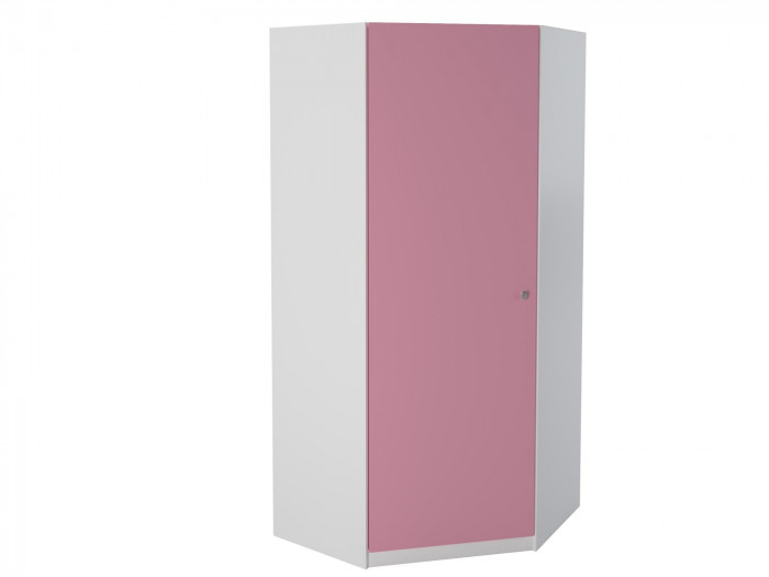 Шкаф угловой Белый/Розовый