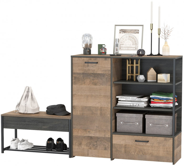 Трувор 13.241.03 Тумба для обуви + 13.307.01 Комод, дуб гранж песочный/интра