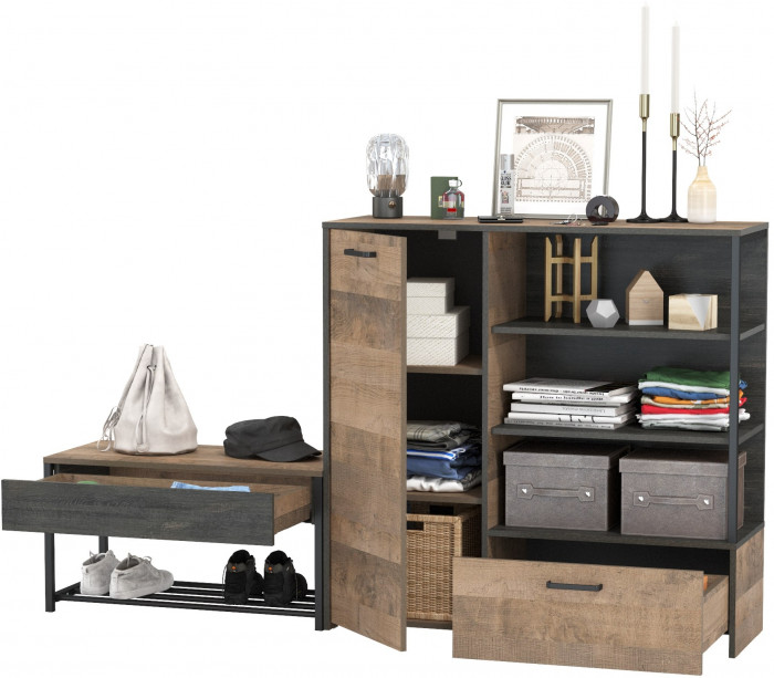 Трувор 13.241.03 Тумба для обуви + 13.307.01 Комод, дуб гранж песочный/интра