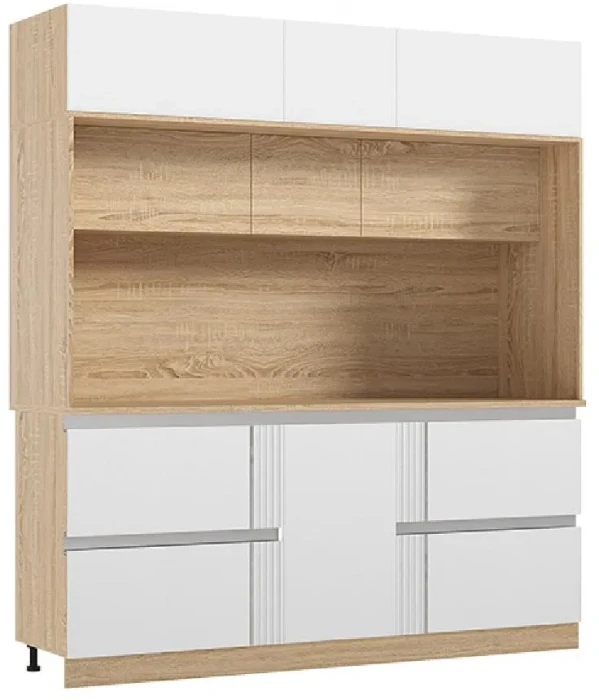 Кухня МДФ Карина Центральная секция 2000 Пластер Бьянко/Сонома