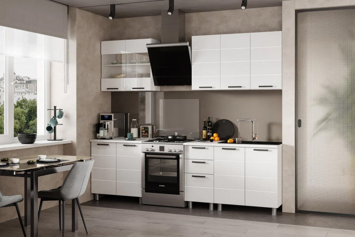 Кухня "Дина" (БТС) Белый глянец