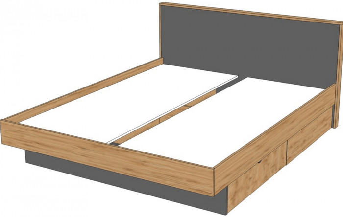 Кровать KING-SIZE 180х200 "Мишель" - Дуб наварра/Бетон пайн светлый