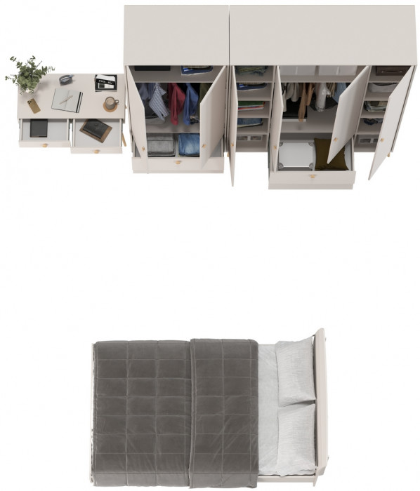 Афина Спальня 21-1200, цвет кашемир серый, сп.м. 1200х2000 мм., б/м, основание есть - фанера