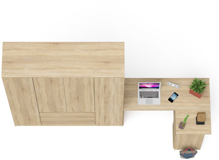 Мори Стол компьютерный МС-16 правый + Шкаф МШ1600.1, цвет дуб сонома, ШхГхВ 284,8х84,9х209,6 см., выдвижные ящики справа, НЕ универсальная сборка