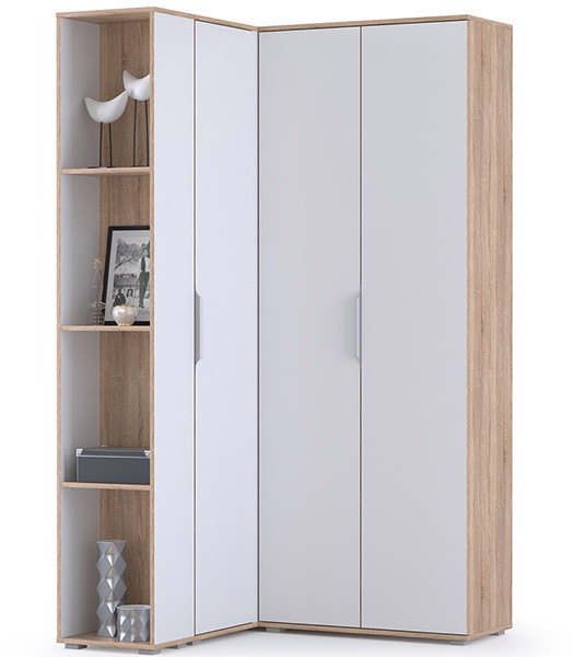 Куба Прихожая 10, цвет дуб сонома/белый премиум, ШхГхВ 118х107,3х210,6 см., универсальная сборка