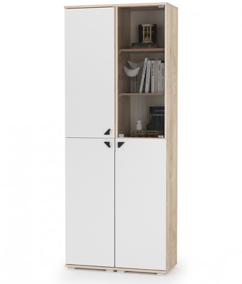 КР100 Бостон № 47, цвет дуб эндгрейн элегантный/фасады МДФ милк рикамо софт, 13.154+13.155, ШхГхВ 77,2х35,1х194,4 см., универсальная сборка