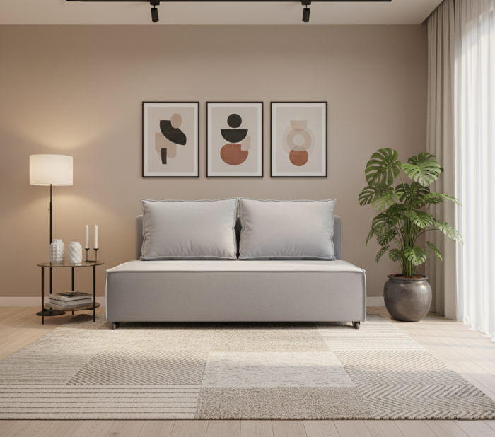 Диван-аккордеон Лофт мини 160х200, велюр серый