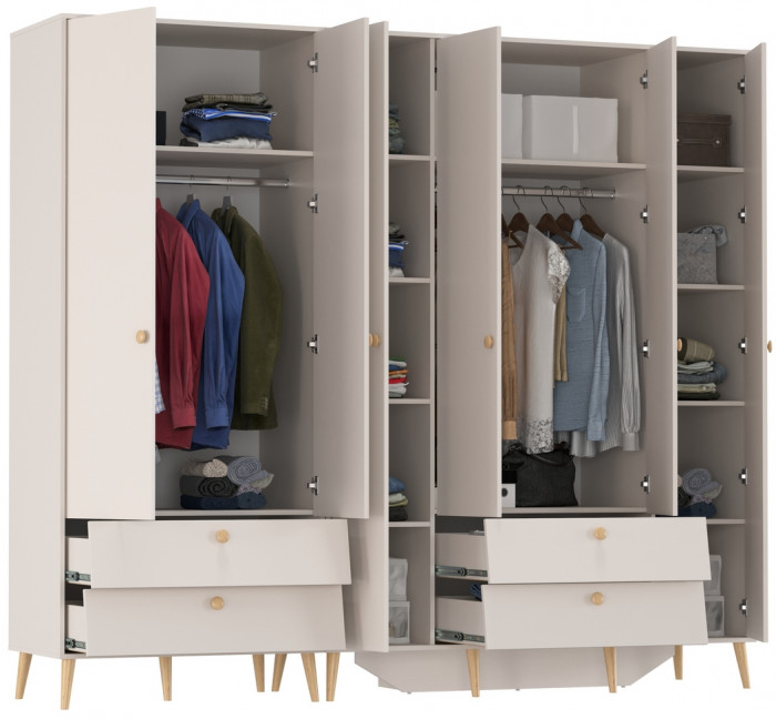 Афина Спальня Шкаф 4-х дверный + Шкаф 2-х дверный, кашемир серый