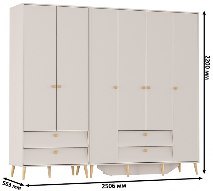 Афина Спальня Шкаф 4-х дверный + Шкаф 2-х дверный, кашемир серый