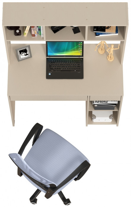 компьютерный стол Комфорт 12.77F + кресло 103 серое, сатин