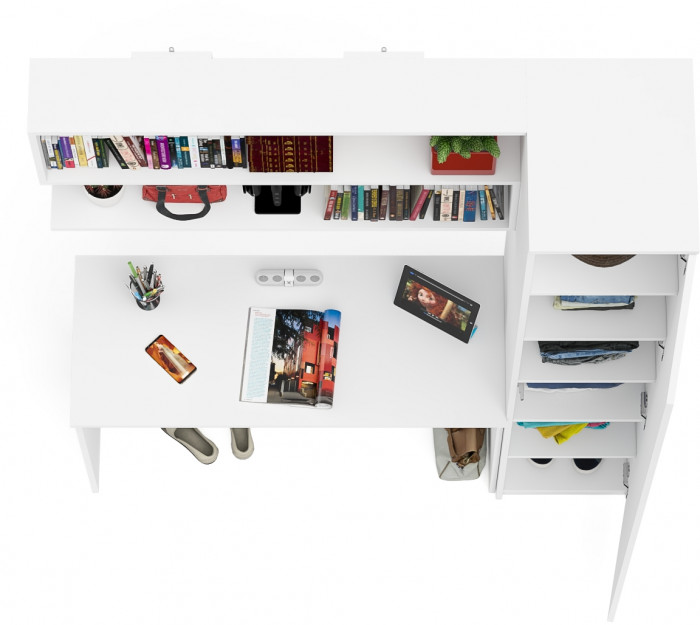 Мори письменный стол МСП1200.1 + Пенал МШ400.1 + Полка 1200, белый