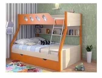 Дельта-20.02 Детская двухъярусная кровать, Оранжевый