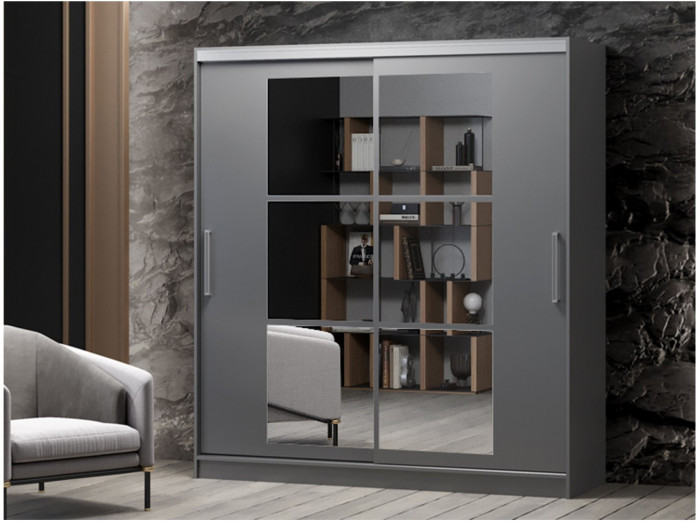 Шкаф-купе Альянс-10 ЛДСП 1700 + зеркала (графит)