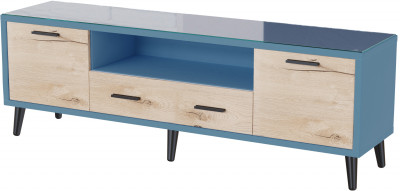Тумба ТВ интерьерная 1,6 Ланс светло-голубой/мдф дуб канадский
