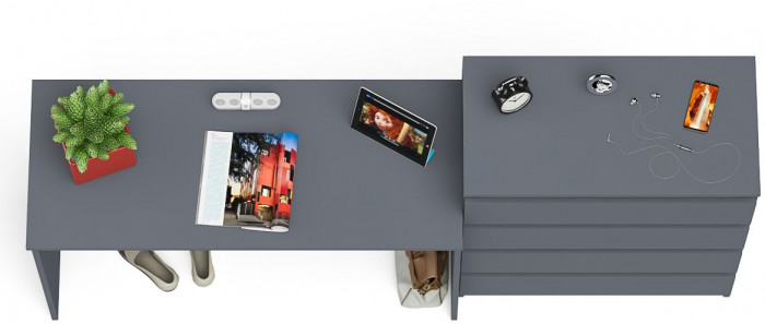 Мори Стол письменный МСП1200.1 + Комод МК800.4, цвет графит, ШхГхВ 200,8х50х94 см., универсальная сборка