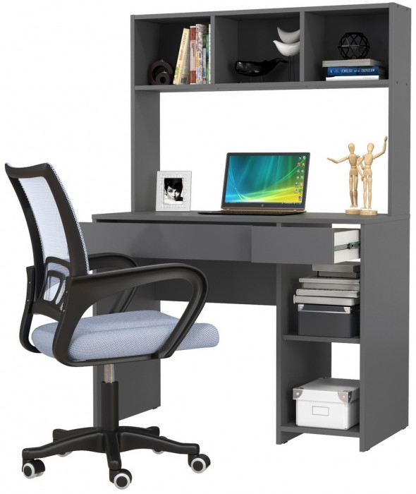 компьютерный стол Комфорт 12.77F + кресло 103 серое, тёмно-серый