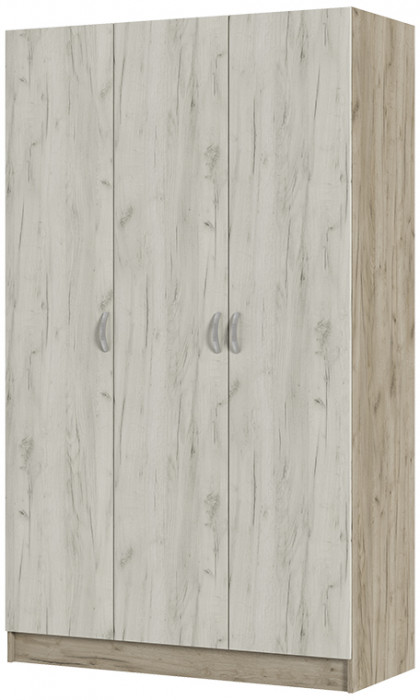 ШК 557 Бася ЛДСП шкаф 3-х ств. дуб крафт серый/дуб крафт белый