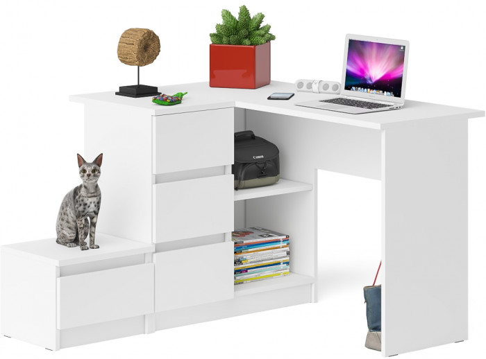 Мори компьютерный стол МС-16 левый + Тумба ТМП400.1, белый