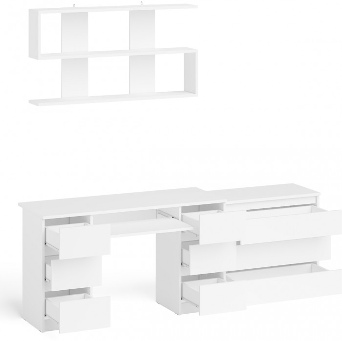 Мори компьютерный стол МС-2 + Комод МК800.1 + Полка 1200, белый