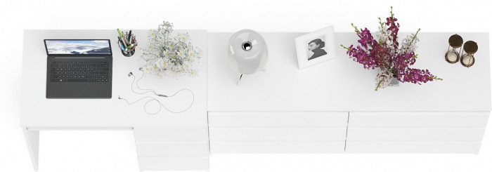 Мори компьютерный стол МС-6 правый + Комод МК1380.6, белый