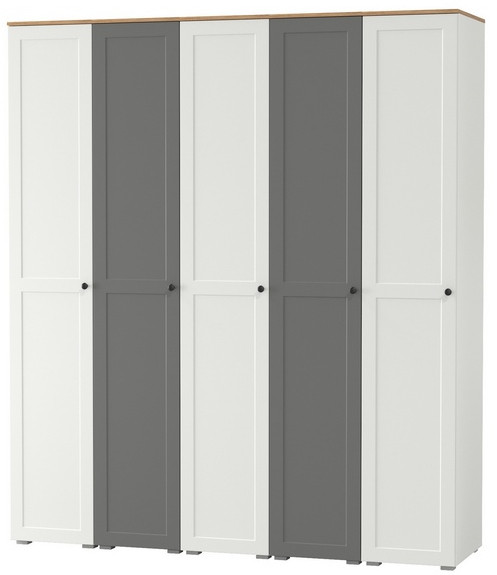 Остин 13.225 Шкаф-пенал 5 шт., белый шагрень/серый графит/дуб крафт золотой