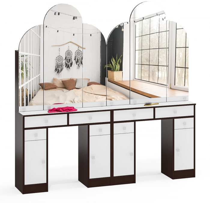 Два туалетных столика Трельяжа МД №2, венге/белый шагрень