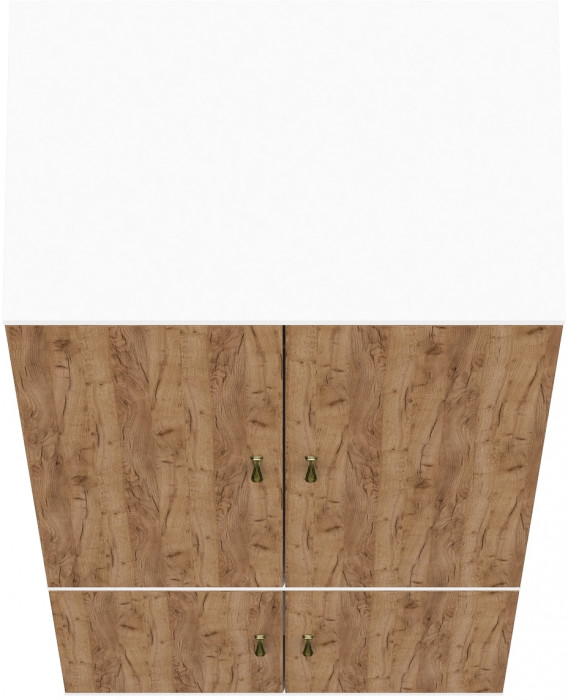 Лидер-8 Модуль Шкаф МД 19Б, белый шагрень/крафт золото