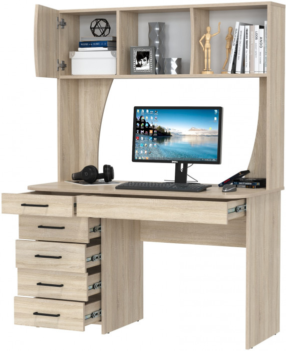 Стол рабочий 6-0606дубсон Сигма, цвет дуб сонома, ШхГхВ 120,5х60,5х166 см., НЕ универсальная сборка