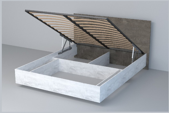 Кровать 1,6 арт.031 (ЛДСП) ПМ (Бетон Светлый/Камень Темный)