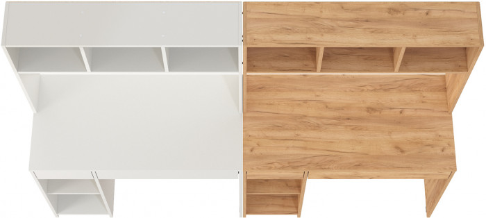 компьютерный стол Комфорт 12.77F + компьютерный стол Комфорт 12.77F, белый шагрень/дуб крафт золотой