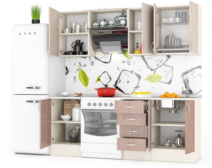 Кухня Мери 05 ШВ600+ШВ400+ШВв600+ШВ500+ШН600+ШН4Я400+ШН500, дуб/ясень шимо светлый/ясень шимо тёмный