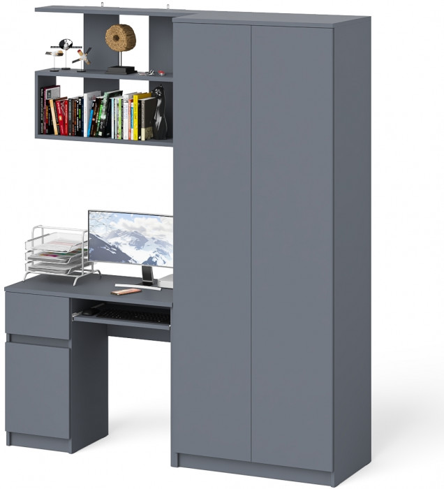 Мори компьютерный стол МС-1 левый + Шкаф МШ800.1 + Полка 900, графит