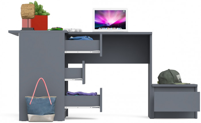 Мори компьютерный стол МС-16 левый + Тумба ТМП400.1, графит