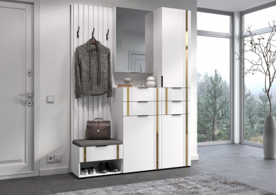 Прихожая Эмэ, набор №7, Белый/Milk Золото, Simple 27