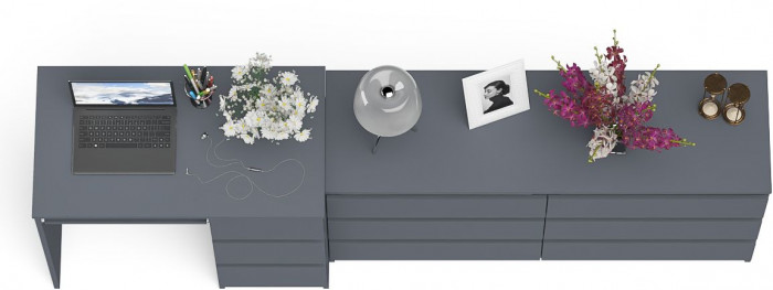 Мори компьютерный стол МС-6 правый + Комод МК1380.6, графит